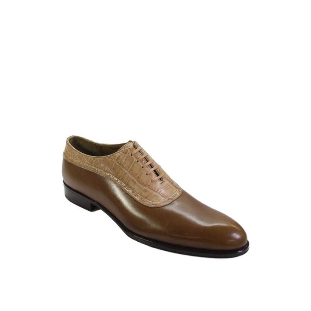 Tardini Mens American Alligator Leather Trim Dress Shoes Brown Size 8